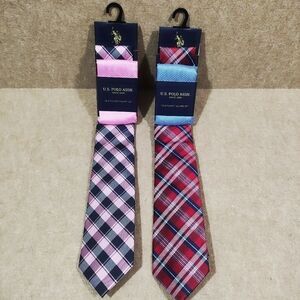 U.S. Polo Assn. Pink and Blue Tie & Pocket Square Handkerchief Set #J